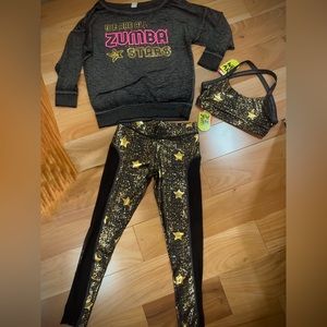 Zumba Outfit - New Leggings & thin long sleeve top + matching Bra ( used once )